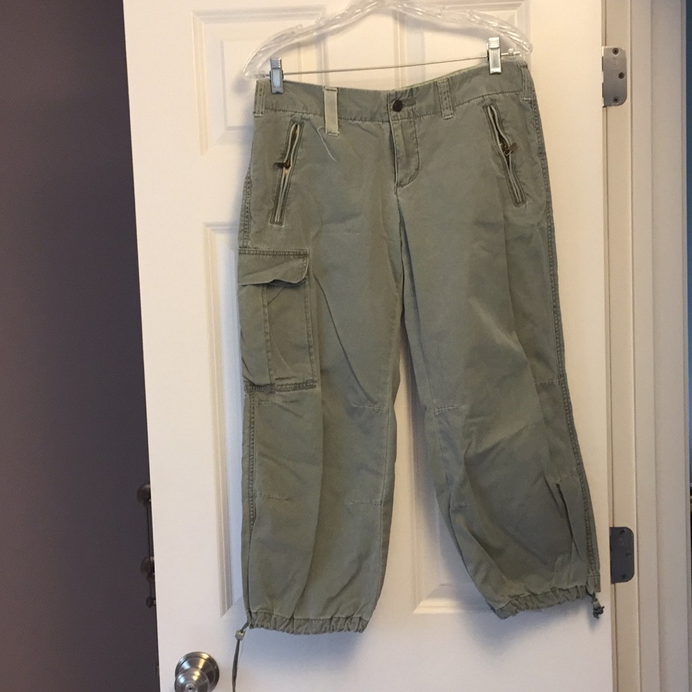 Express Cargo army green capris.